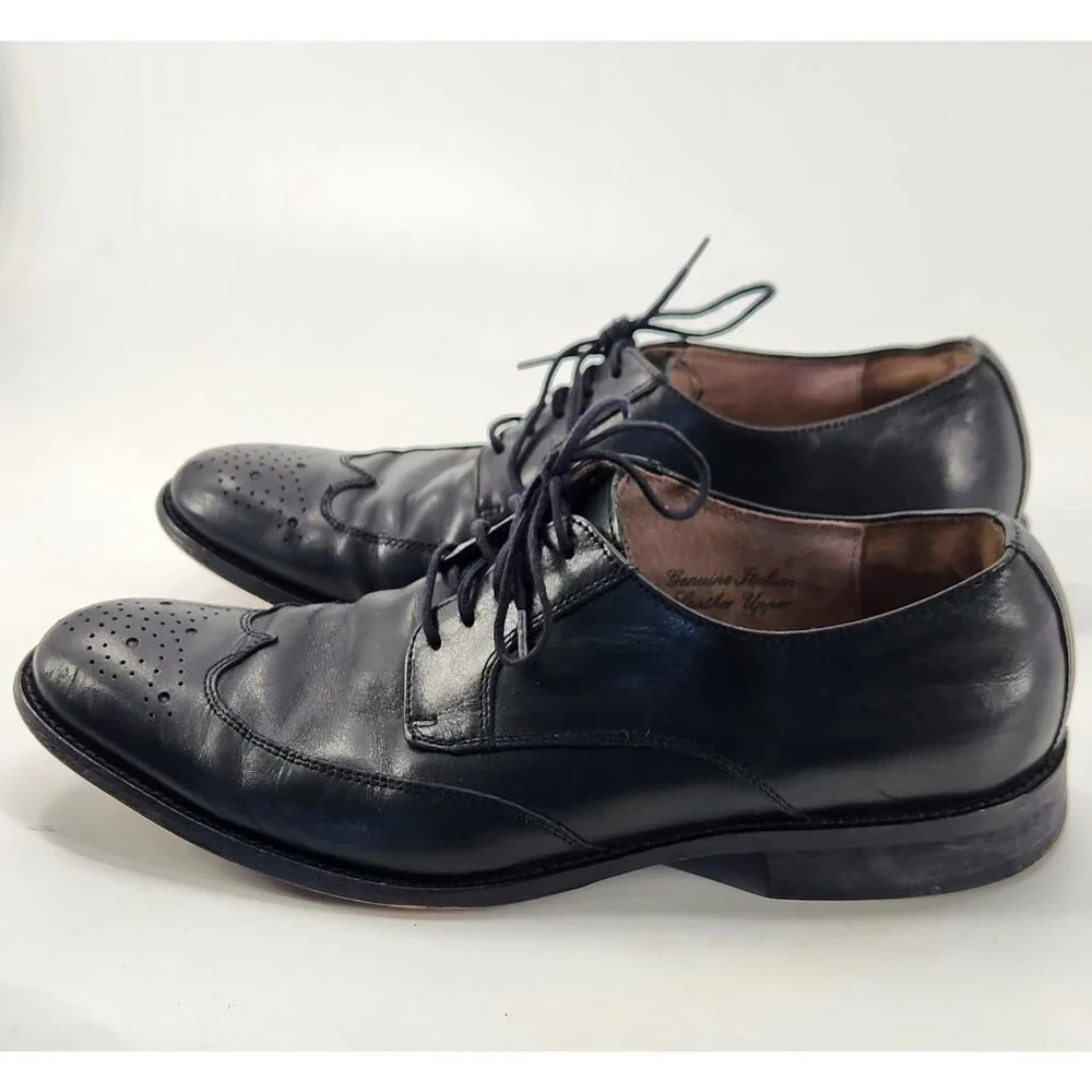 Banana Republic Mens Oxfords Size 9.5 Black Brogue Cap Toe Dress Shoes Italian